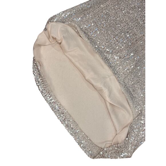 Altar'd State Midi Silver Sequined Sparkle Skirt Holiday Christmas lined Lrg NYE - Picture 2 of 4